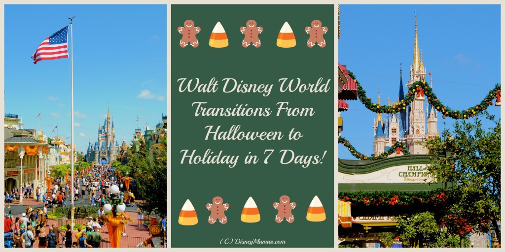 Walt Disney World changes from Halloween to Holiday in about a week!