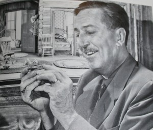 Walt with the model for Granny's Cabin in So Dear to My Heart