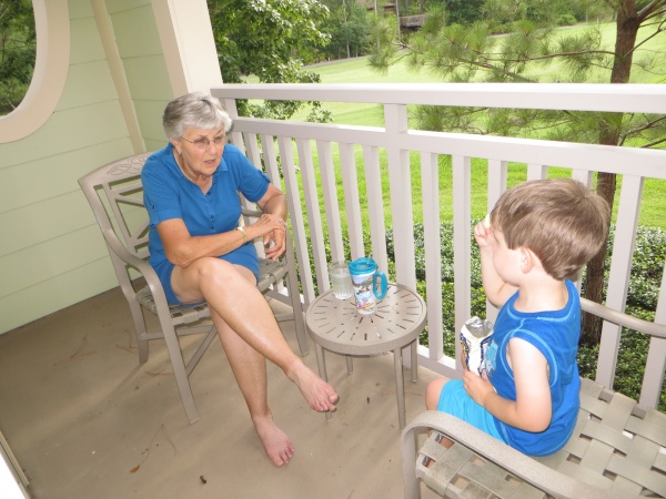 Chatting it up with Nana on the balcony at Saratoga Springs Resort & Spa