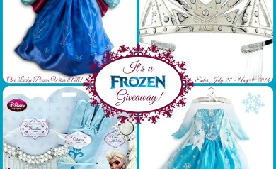One lucky individual will win BOTH Official Disney Frozen Dresses (Size 5/6) from Disney Store, plus the Elsa Crown and Elsa Accessory Set! Enter between July 27 & Aug. 9, 2014
